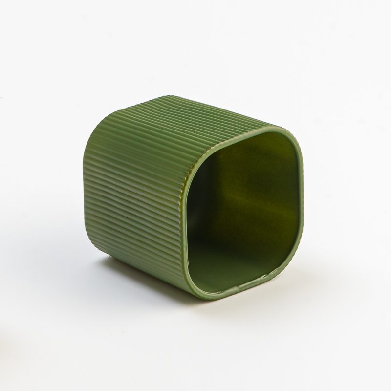 Luxury Green square glass candle jar wholesale