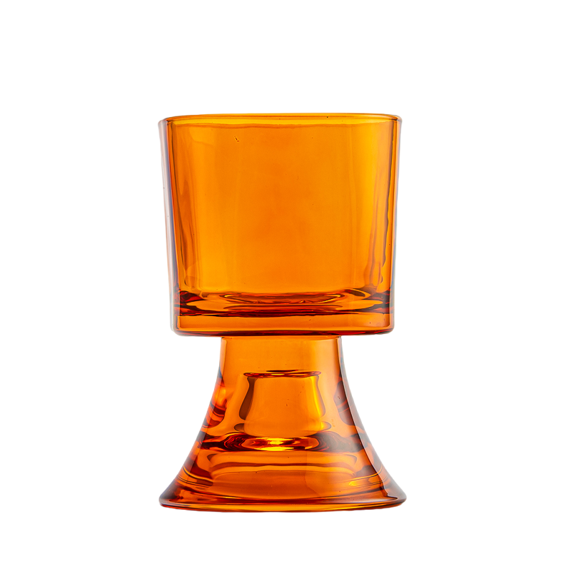 dzintara krāsu stikla sveču burka ar statīvu