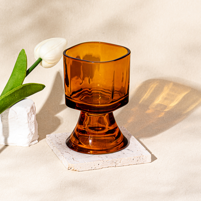 amber color glass candle jar with stand amber color glass candle jar with stand