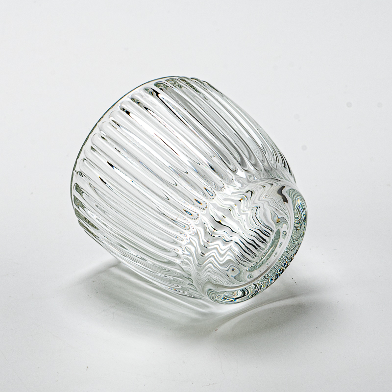 Wholesale 6oz clear ribbed glass candle container