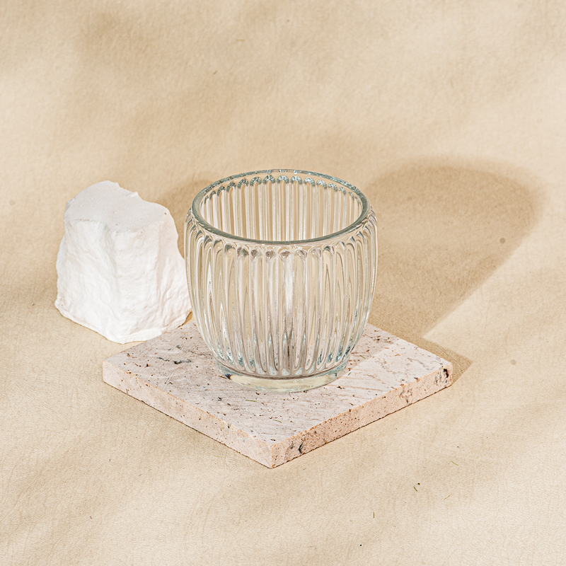 Wholesale 6oz clear ribbed glass candle container