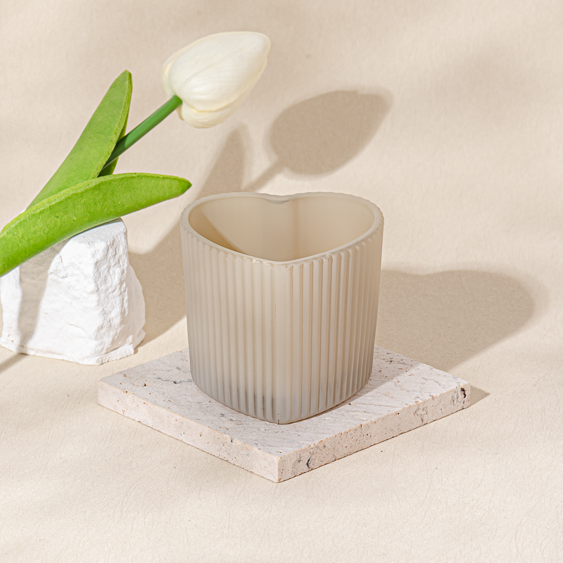 Heart Shape Frosted glass candle vessel votive candle jar Heart Shape Frosted glass candle vessel votive candle jar