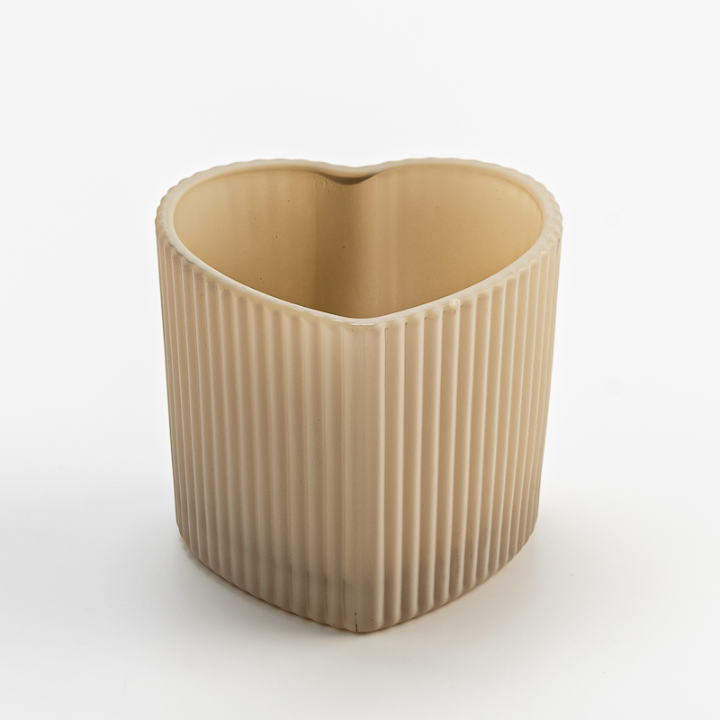 ハートシェイプフロストガラスキャンドル容器奉納ろうそくの瓶