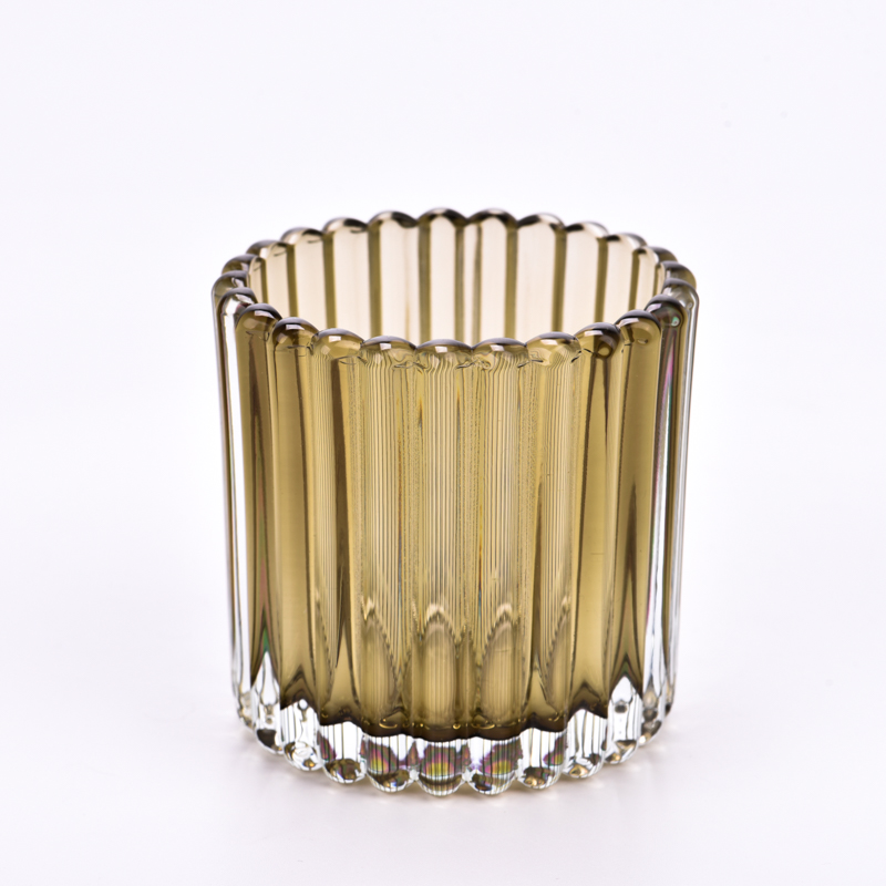 Wholesale 180ml Ribber Colored Glass Container Scented Candle Jar Supplier Wholesale 180ml Ribber Colored Glass Container Scented Candle Jar Supplier