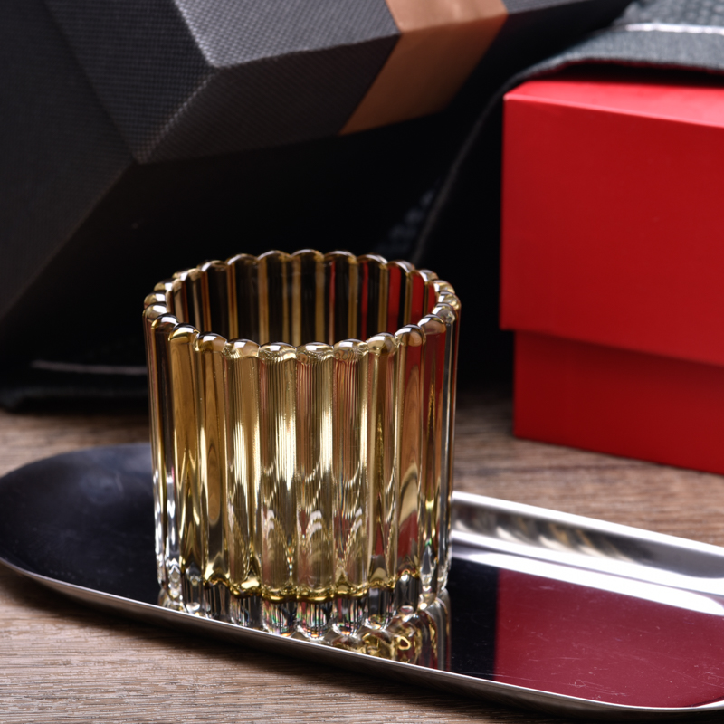 Wholesale 180ml Ribber Colored Glass Container Scented Candle Jar Supplier Wholesale 180ml Ribber Colored Glass Container Scented Candle Jar Supplier