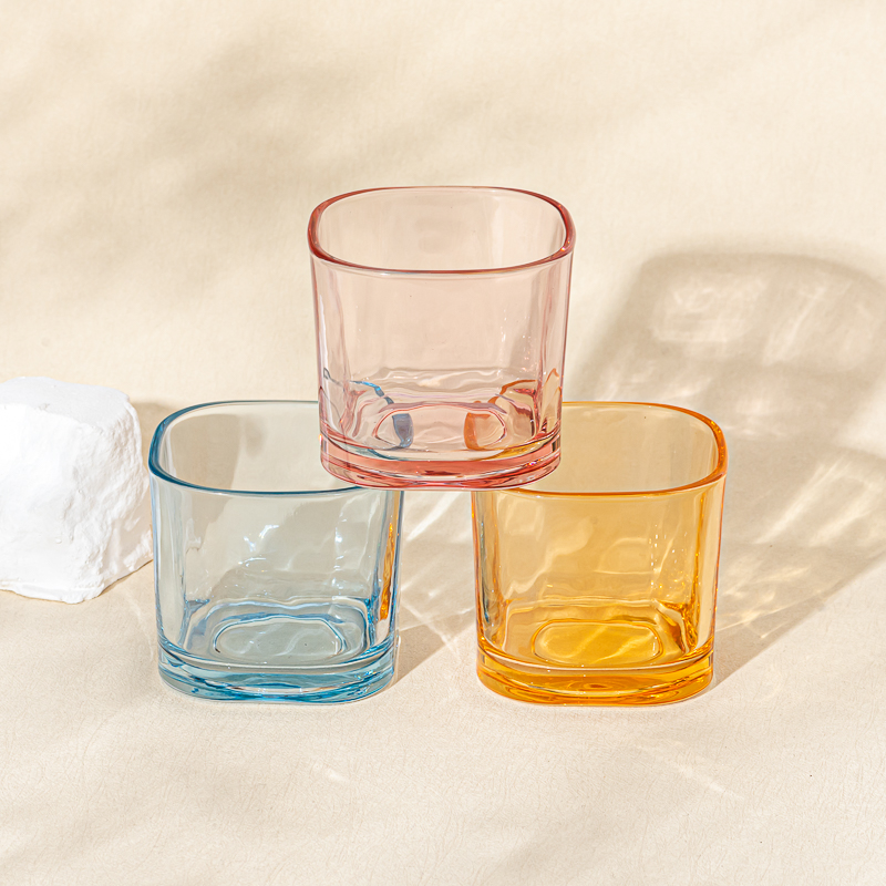 pink square small glass candle jar pink square small glass candle jar