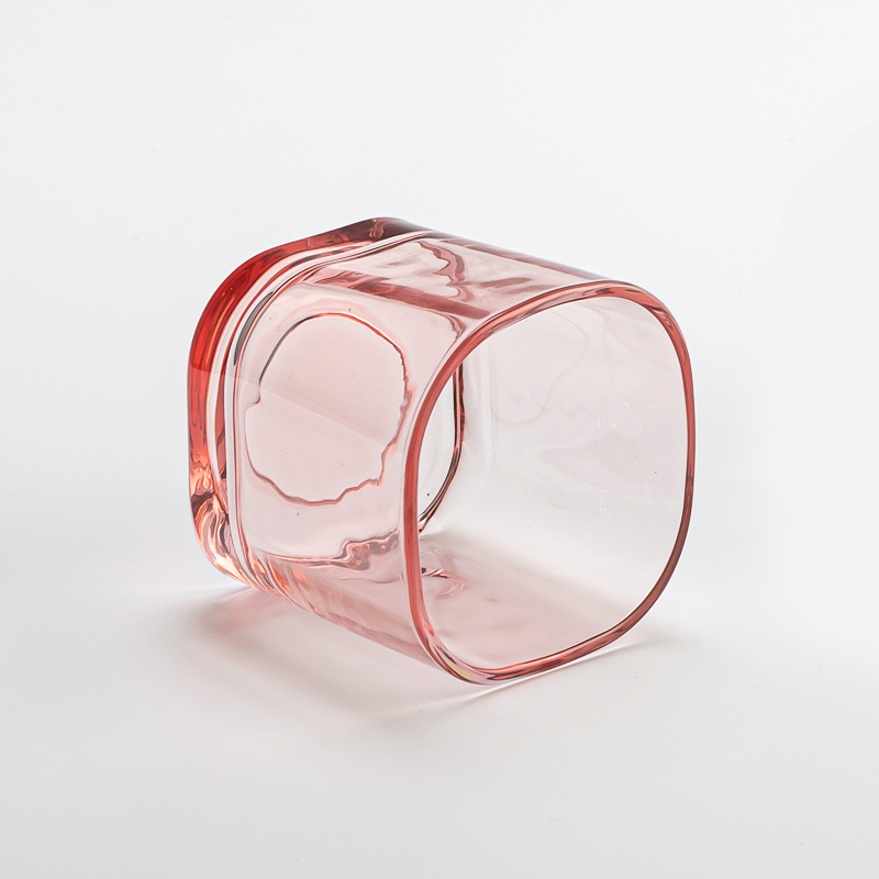 pink square small glass candle jar pink square small glass candle jar