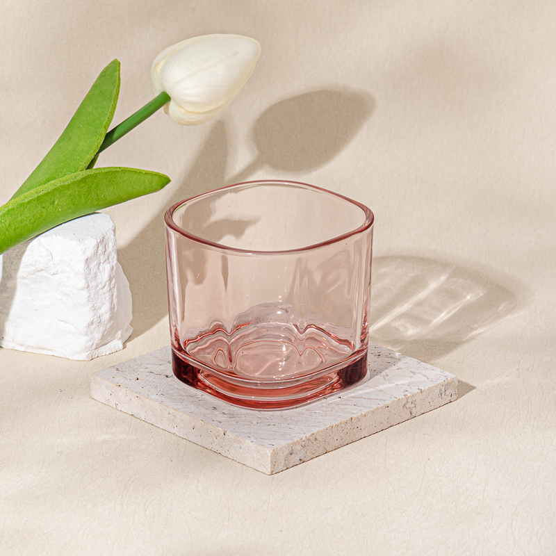 pink square small glass candle jar pink square small glass candle jar