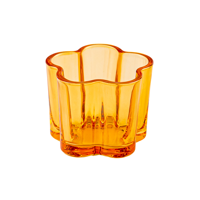 豪華な花の形ガラスろうそくの瓶