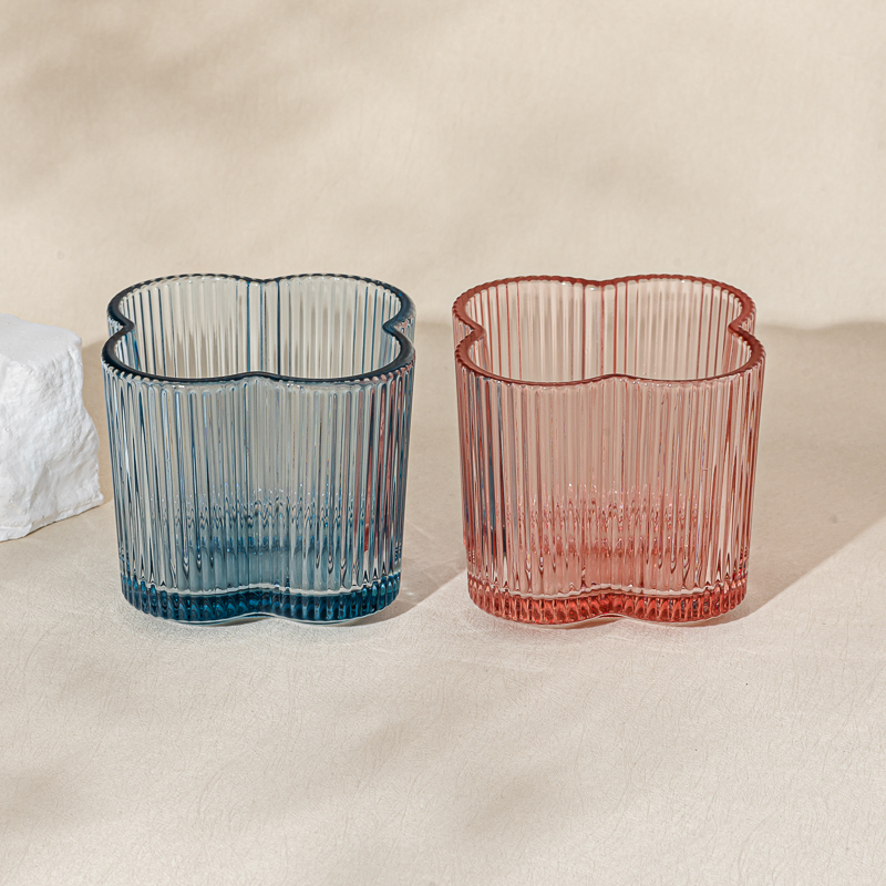 Wholesale transparent blue glass candle vessel