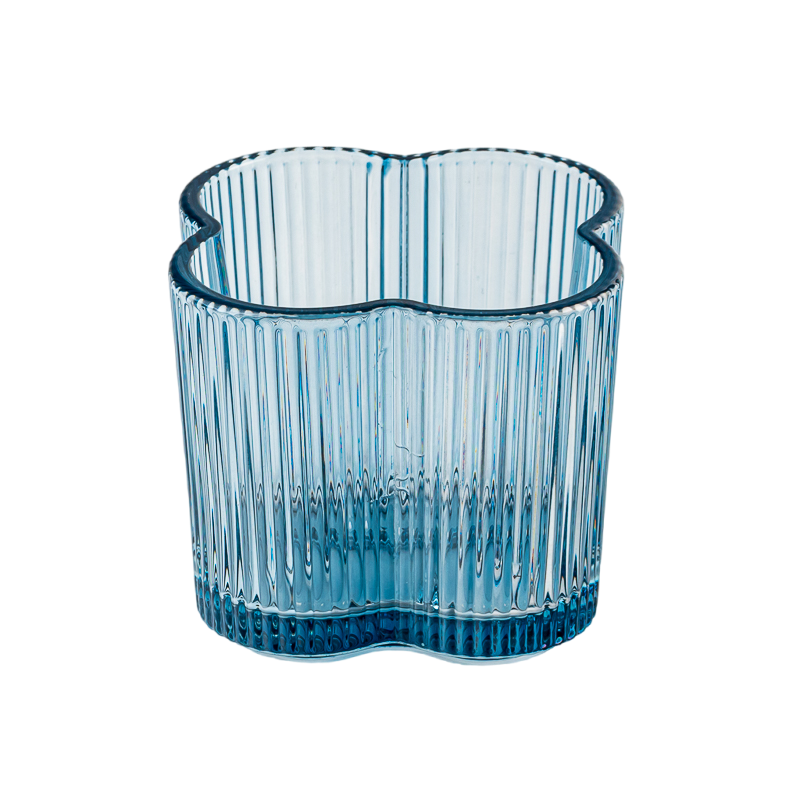 Wholesale transparent blue glass candle vessel