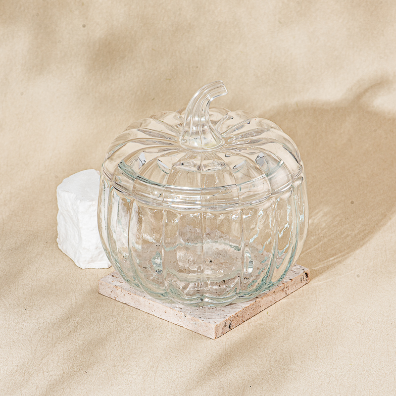 Wholesale 900ml Large Pumpkin Glass Cande Jar With Lids for Halloween