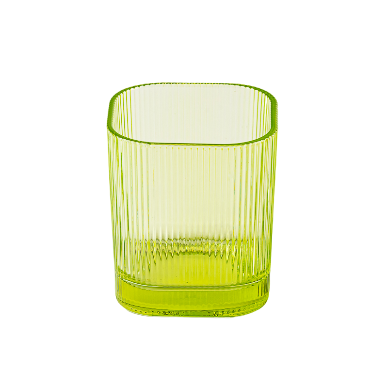 300ml square shape stripe glass candle vessel with home decor
