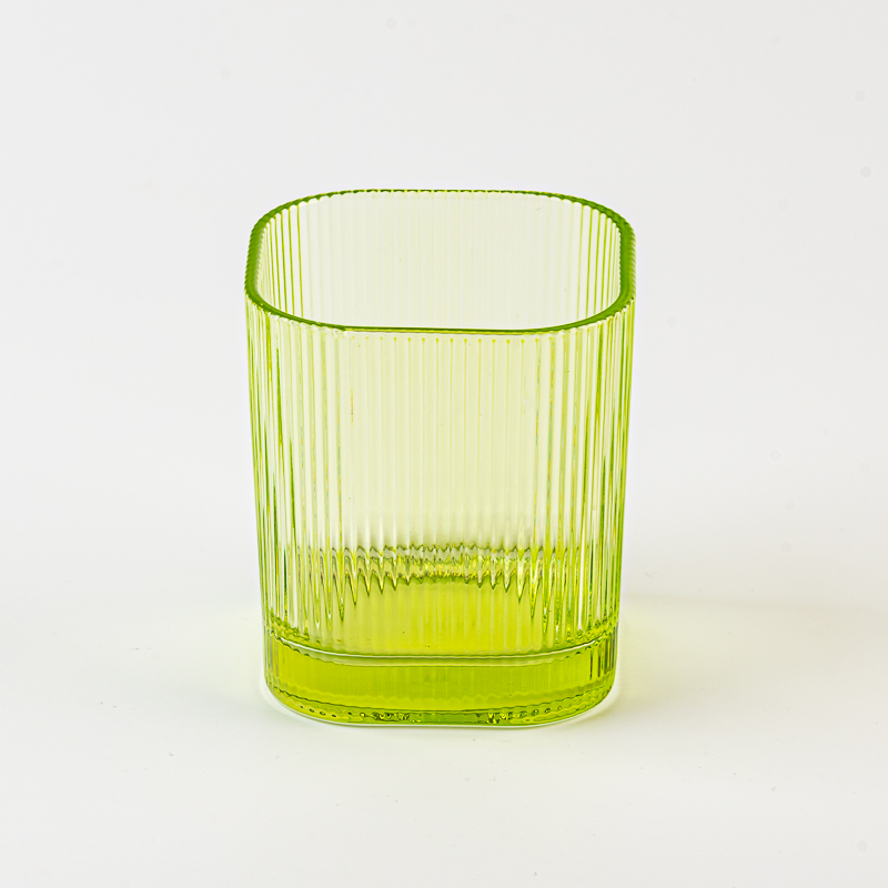 300ml square shape stripe glass candle vessel with home decor - COPY - mwg87b