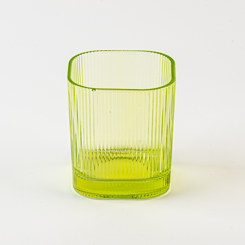 300 ml Quadratform Streifenglas Kerzengefäß mit Wohnkultur