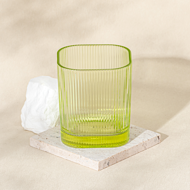 300 ml Quadratform Streifenglas Kerzengefäß mit Wohnkultur