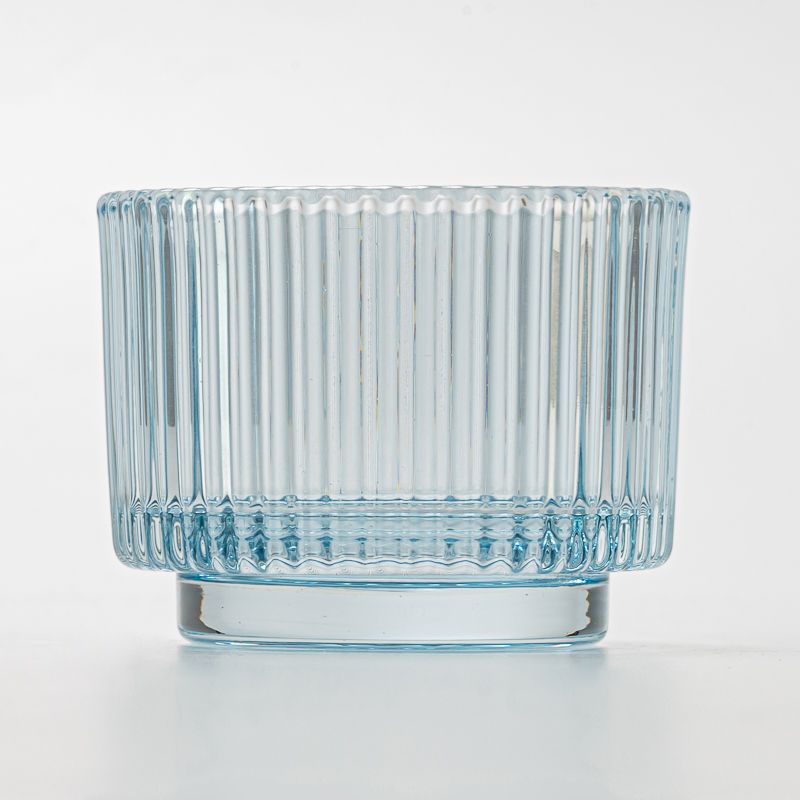 Wholesale stripe glass candle vessel with home decor