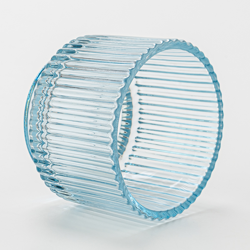 Wholesale stripe glass candle vessel with home decor