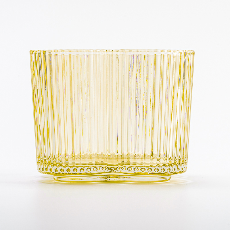  Wholesale transparent yellow glass candle vessel