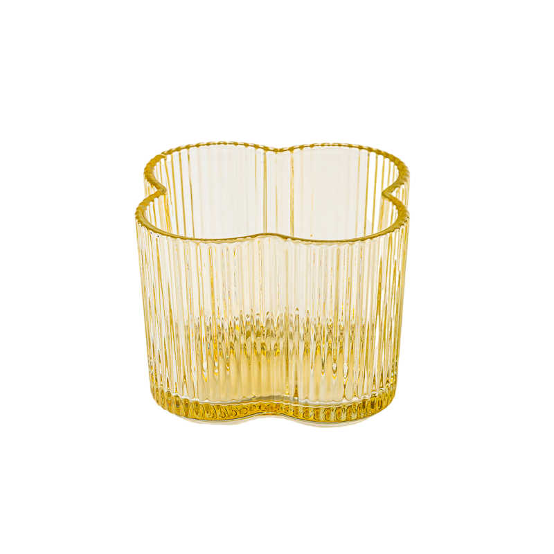  Wholesale transparent yellow glass candle vessel