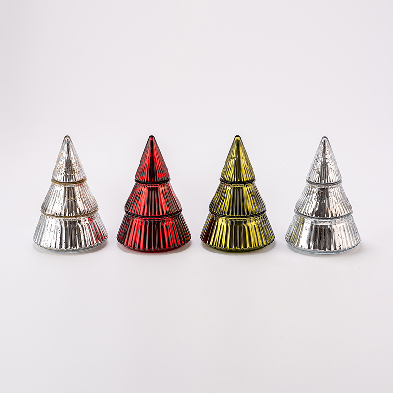 Christmas Tree Glass Candle Vessel with Lids with Home Decor