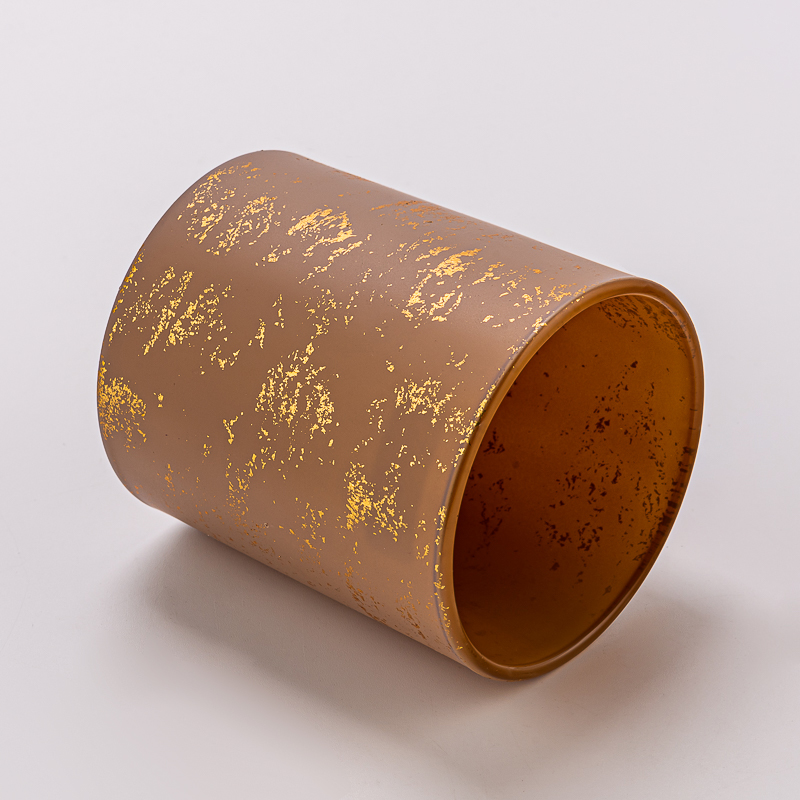 8oz mattes Glaskerzenglas mit goldenem Dekor