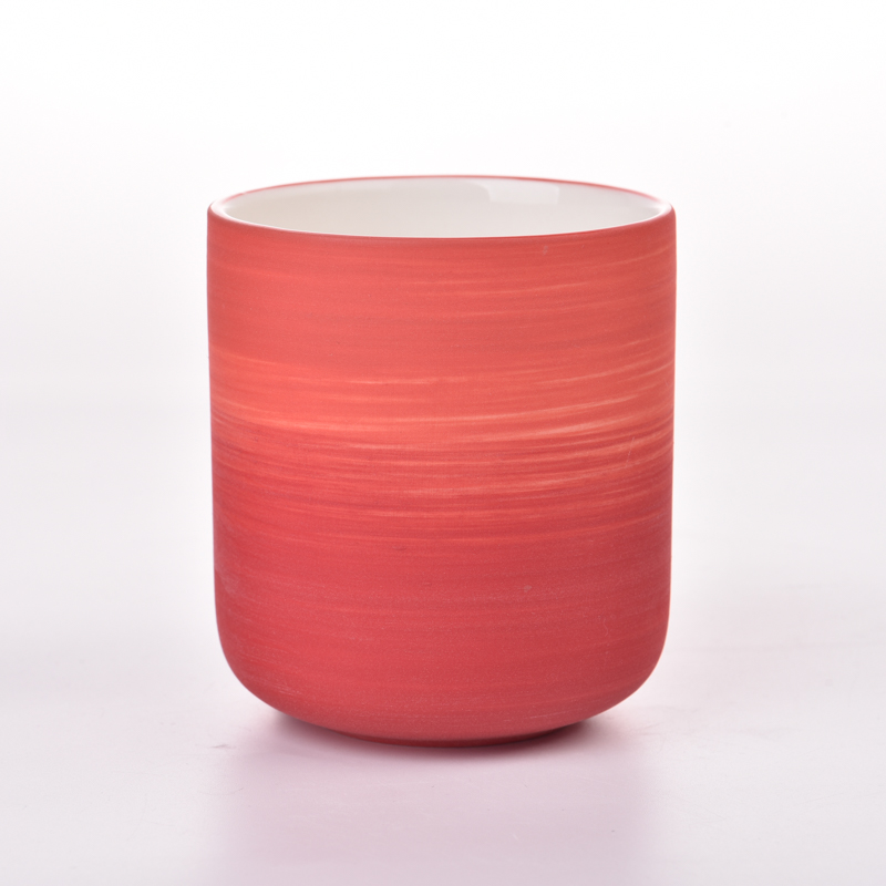 Hand Made Matte Red Porcelain 391ml Candle Ceramic Jar for Decoration
