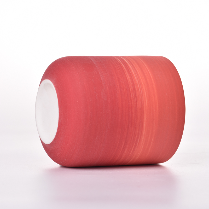 Hand Made Matte Red Porcelain 391ml Candle Ceramic Jar for Decoration