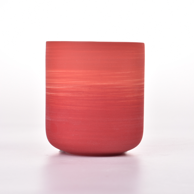 Hand Made Matte Red Porcelain 391ml Candle Ceramic Jar for Decoration