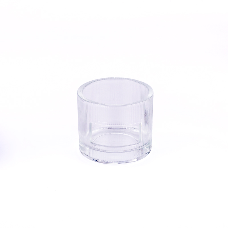 Wholesale custom logo striped transparent glass candle jars