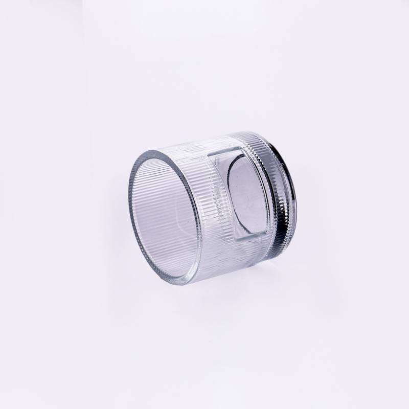Wholesale custom logo striped transparent glass candle jars