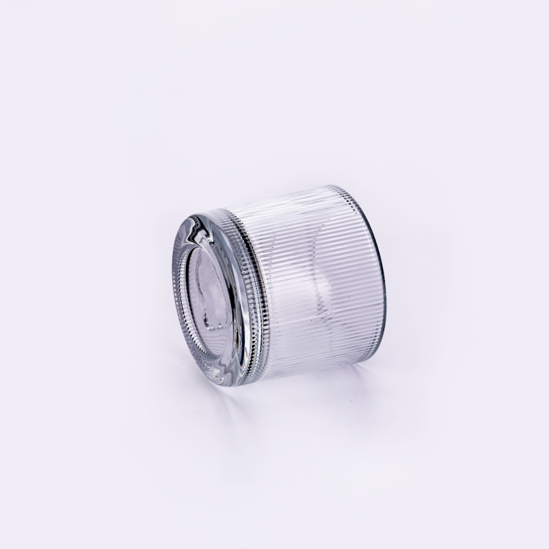 Wholesale custom logo striped transparent glass candle jars
