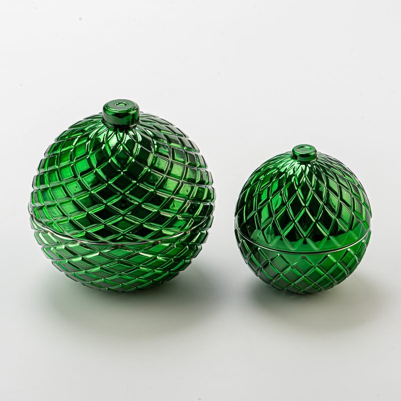 green color glass candle container ball