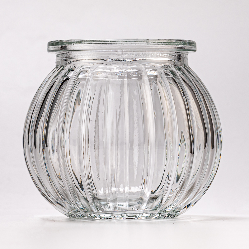 Glass Candle Jar for Christmas Party Decoration Custom Ribber Ball Shape Glass Candle Holders Glass Candle Jar for Christmas Party Decoration Custom Ribber Ball Shape Glass Candle Holders