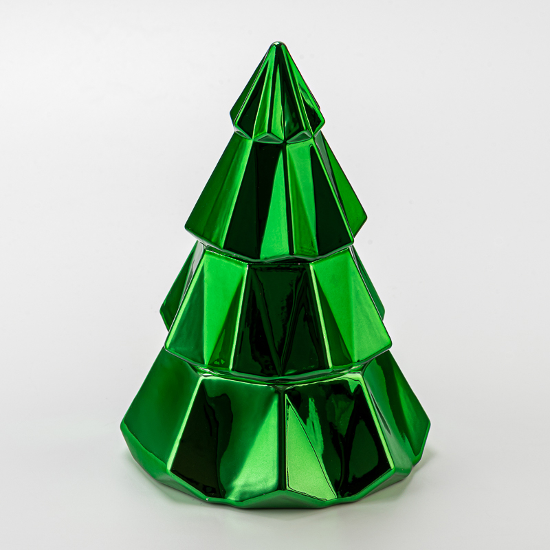 卸売100mlクリスマスツリーガラスのろうそくの瓶とふた