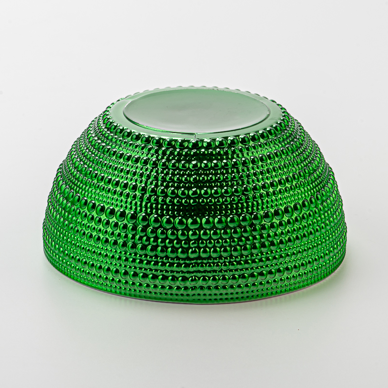 Luxury Green Embossed Ball Shape Glass Candle Jar with Lid Decorative Candle Holder
