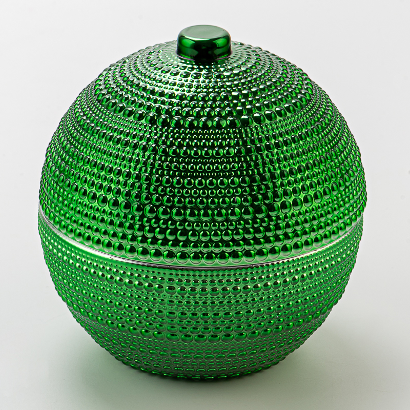 Verre en verre en forme de boule de luxe en verre en verre de bougie avec couvercle de bougeoir décoratif