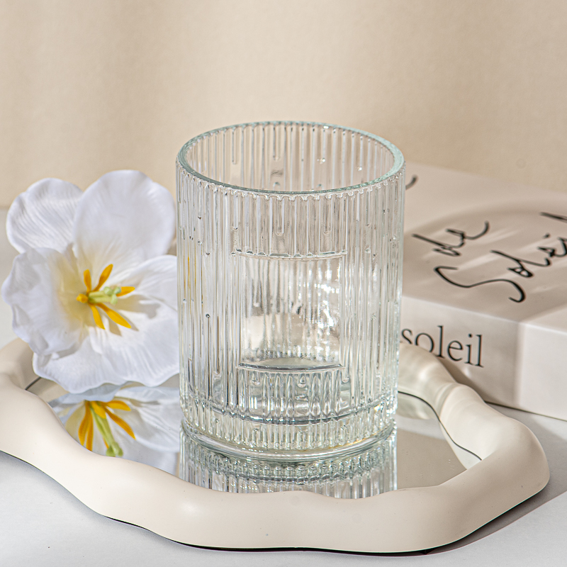 ribbed glass candle holder jar ribbed glass candle holder jar