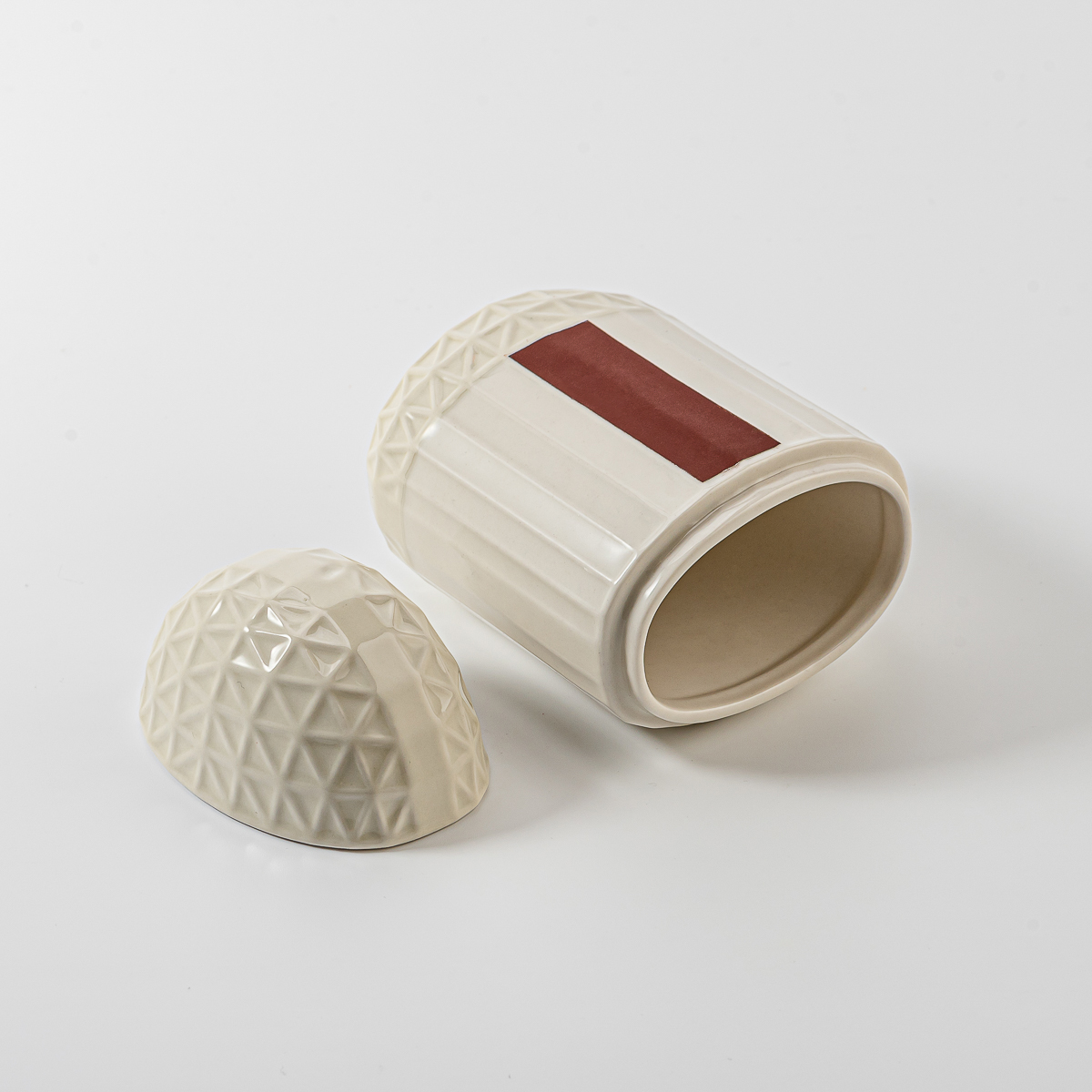 Wholesale Logo Empty Ceramic Matchstick jar with Ceramic lid