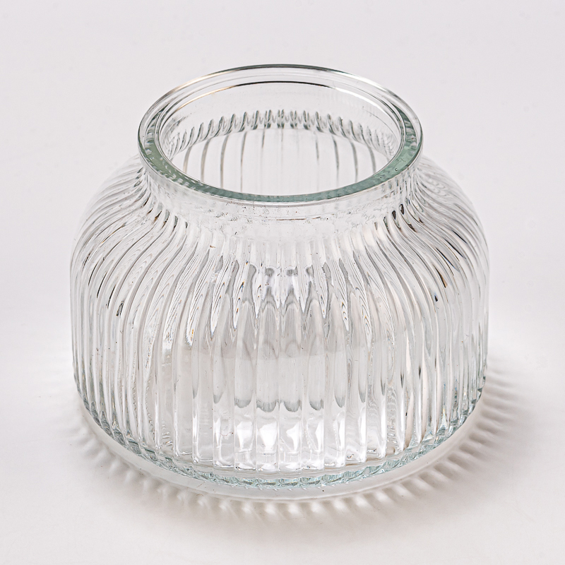 home decor ribbed glass candle container