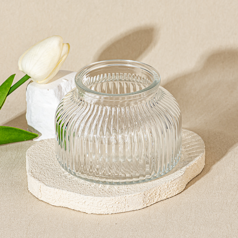 ribbed glass candle container ribbed glass candle container