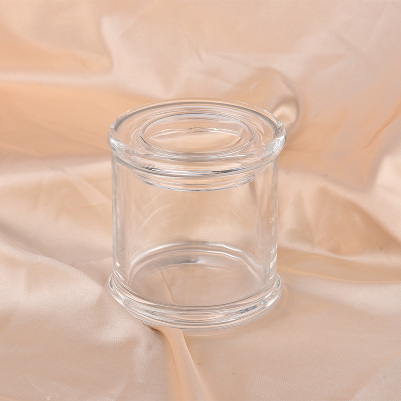 Enkel enkel gjennomsiktig glasslysekrukker med lokk - Kopi - Revgqu