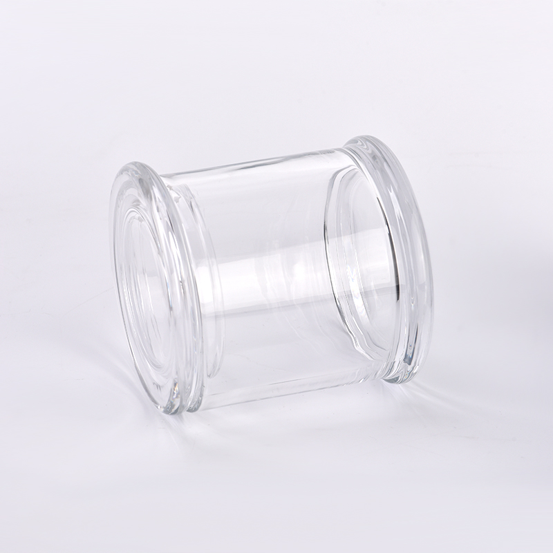 Wholesale simple transparent glass candle jars with lids