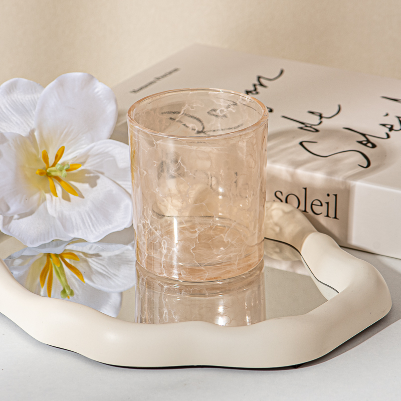 Großhandel 8oz 10oz handgefertigtes Muster Glaskerzengefäß