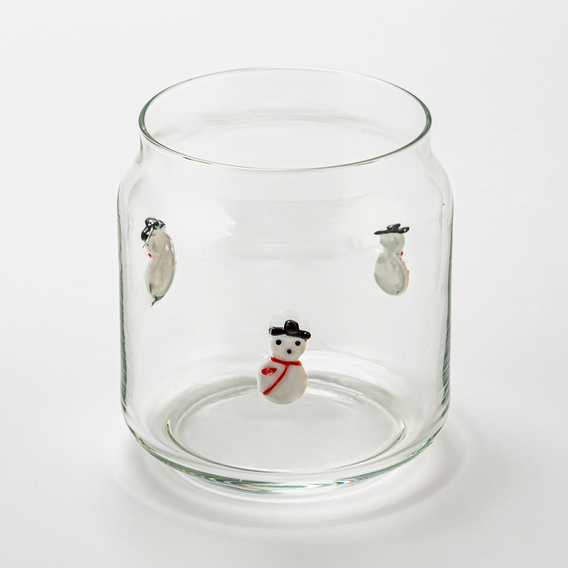 Engros 10oz 12oz dekorativ snømann Design klart glasslysfartøy