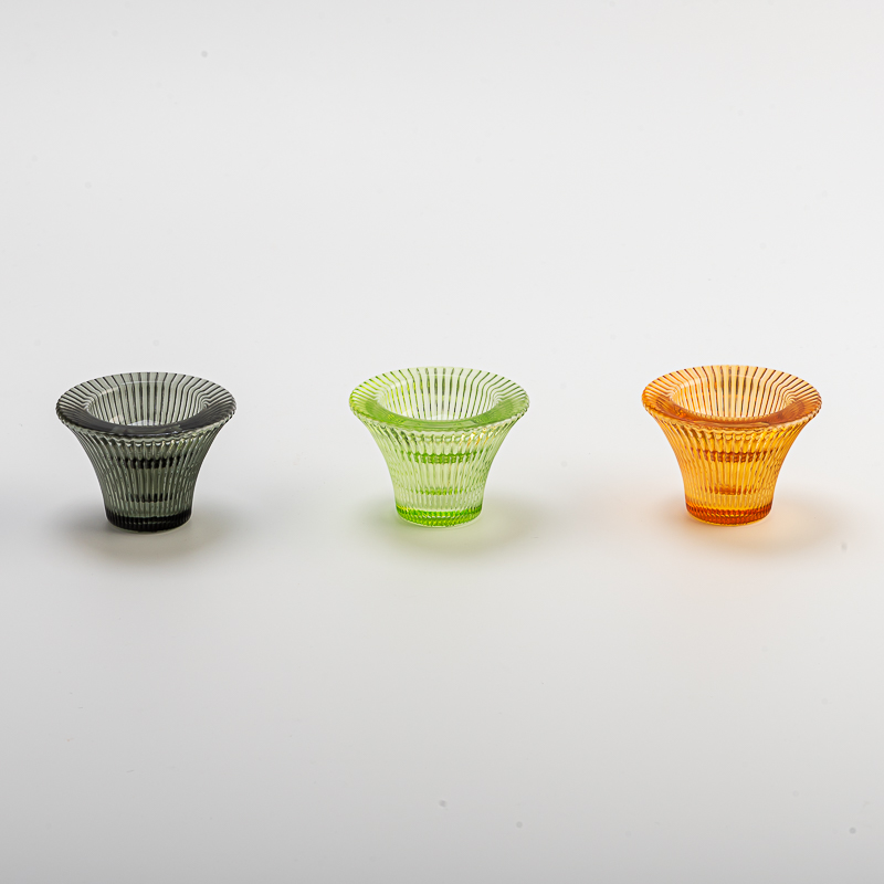 Wholesale fresh fruit green vertical striped glass candle jars