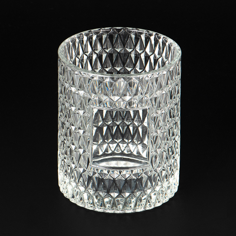 Popular Embossed Patterns Glass Wax Candle Jar Candle Holder Manufacturer
