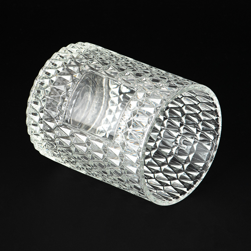 Popular Embossed Patterns Glass Wax Candle Jar Candle Holder Manufacturer