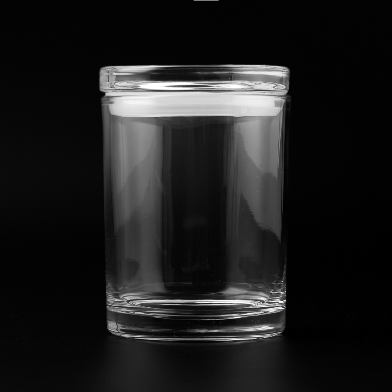 人気のクラシック ガラス キャンドル ジャー 蓋付き プライベート カラー ロゴ ガラス キャンドル ホルダー
