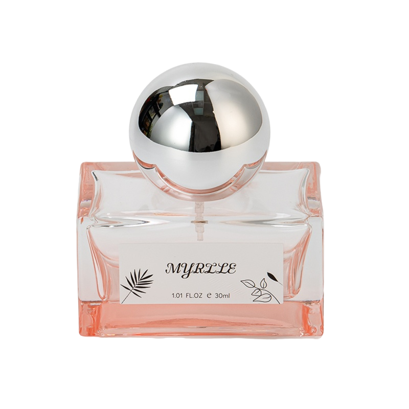 ধাতব বল ক্যাপ সহ বিশেষ ডিজাইন বর্গাকার কাচের সুগন্ধি বোতল